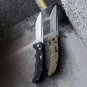 Pocket Knife D2 G10 Push Button Push Button With Leather Sheath