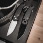 Pocket Knife 154CM Aluminum Jesper Voxnaes Push Button Push Button With Leather Sheath