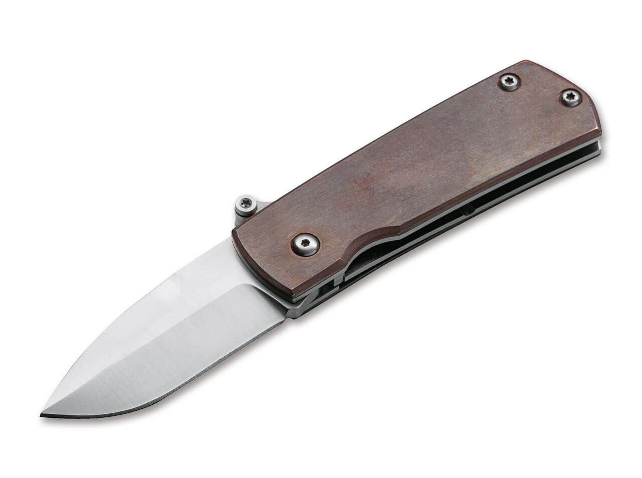 Pocket Knife D2 Copper Darriel Caston, Stan Mojzis Liner lock Flipper With Leather Sheath