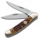 Pocket Knife High Carbon Stainless Steel Bone Slip joint Nail Nick With Leather Sheath