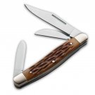 Pocket Knife High Carbon Stainless Steel Bone Slip joint Nail Nick With Leather Sheath