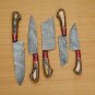 Handmade Damascus Chef set Of 5pcs With Leather Cover,Kitchen Knife,DamascusKnife Set,Kitchen knives