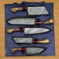 Handmade Damascus Chef set Of 5pcs With Leather Cover,Kitchen Knife,DamascusKnife Set,Kitchen knives