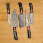 Handmade Damascus Chef set Of 5 pcs With Leather,Damascus Knife Set,Damascus Chef Knife,KitchenKnife