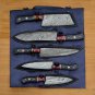 Handmade Damascus Chef set Of 5 pcs With Leather,Damascus Knife Set,Damascus Chef Knife,KitchenKnife