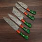 Handmade Damascus Chef set Of 5pcs With Leather Cover,Kichten Knife,Damascus Knife Set,Kitchenknives