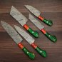 Handmade Damascus Chef set Of 5pcs With Leather Cover,Kichten Knife,Damascus Knife Set,Kitchenknives