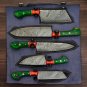 Handmade Damascus Chef set Of 5pcs With Leather Cover,Kichten Knife,Damascus Knife Set,Kitchenknives