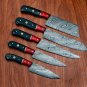 Handmade Damascus Chef set Of 5pcs With Leather Cover,Kichten Knife,Damascus Knife Set,Kitchenknives