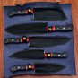 Handmade Damascus Chef set Of 5pcs With Leather Cover,Kichten Knife,Damascus Knife Set,Kitchenknives