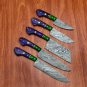 Handmade Damascus Chef set Of 5pcs With Leather Cover,Kichten Knife,Damascus Knife Set,Kitchen knive