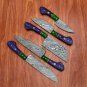 Handmade Damascus Chef set Of 5pcs With Leather Cover,Kichten Knife,Damascus Knife Set,Kitchen knive