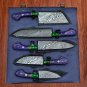 Handmade Damascus Chef set Of 5pcs With Leather Cover,Kichten Knife,Damascus Knife Set,Kitchen knive