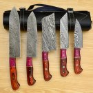 Handmade Damascus Chef set Of 5pcs With Leather,Damascus Knife Set,Damascus Chef Knife,Newly Design