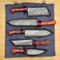 Handmade Damascus Chef set Of 5pcs With Leather,Damascus Knife Set,Damascus Chef Knife,Newly Design
