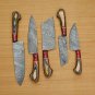 Handmade Damascus Chef set Of 5pcs With Leather,Damascus Knife Set,Damascus Chef Knife