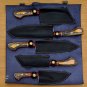 Handmade Damascus Chef set Of 5pcs With Leather,Damascus Knife Set,Damascus Chef Knife