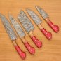 Custom Handmade Damascus Chef set Of 5pcs With Leather Cover,Kitchen Knife,Damascus Knife Set