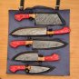 Custom Handmade Damascus Chef set Of 5pcs With Leather Cover,Kitchen Knife,Damascus Knife Set