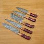 Handmade Damascus Chef set Of 5pcs With Leather, Damascus Knife Set, Damascus Chef Knife