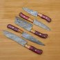 Handmade Damascus Chef set Of 5pcs With Leather, Damascus Knife Set, Damascus Chef Knife