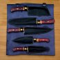 Handmade Damascus Chef set Of 5pcs With Leather, Damascus Knife Set, Damascus Chef Knife