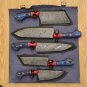 Handmade Damascus Chef set Of 5pcs With Leather Cover,Kichten Knife,Damascus Knife Set,Kitchen knive