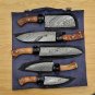Handmade Damascus Chef set Of 5pcs With Leather, Damascus Knife Set, Damascus Chef Knife