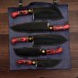 Handmade Damascus Chef set Of 5pcs With Leather, Damascus Knife Set, Damascus Chef Knife