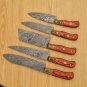 Custom Handmade Damascus Chef set Of 5pcs With Leather Cover,Kitchen Knife, Damascus Knife Set