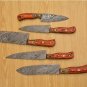 Custom Handmade Damascus Chef set Of 5pcs With Leather Cover,Kitchen Knife, Damascus Knife Set