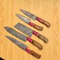 Handmade Damascus Chef set Of 5pcs With Leather Cover, Kitchen Knife, Damascus Knife Set