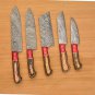 Handmade Damascus Chef set Of 5pcs With Leather Cover,Kitchen Knife, Damascus Knife Set,Kitchen
