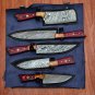Handmade Damascus Chef set Of 5pcs With Leather, Damascus Knife Set, Damascus Chef Knife