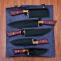 Handmade Damascus Chef set Of 5pcs With Leather, Damascus Knife Set, Damascus Chef Knife