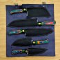 Handmade Damascus Chef set Of 5pcs With Leather, Damascus Knife Set, Damascus Chef Knife