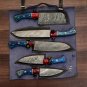 Handmade Damascus Chef set Of 5pcs With Leather Damascus Knife Set Damascus Chef Knife Kitchen Set