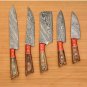 Handmade Damascus Chef set Of 5pcs With Leather Damascus Knife Set Damascus Chef Knife Kitchen Set