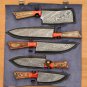Handmade Damascus Chef set Of 5pcs With Leather Damascus Knife Set Damascus Chef Knife Kitchen Set