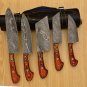 Custom Handmade Damascus Chef set Of 5pcs With Leather Cover, Kitchen Knife,Damascus Knife Kitchen