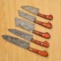 Custom Handmade Damascus Chef set Of 5pcs With Leather Cover, Kitchen Knife,Damascus Knife Kitchen