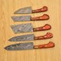 Custom Handmade Damascus Chef set Of 5pcs With Leather Cover, Kitchen Knife,Damascus Knife Kitchen