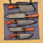 Custom Handmade Damascus Chef set Of 5pcs With Leather Cover, Kitchen Knife,Damascus Knife Kitchen