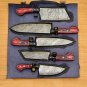 Custom Handmade Damascus Chef set Of 5pcs With Leather Cover,Kichten Knife,Damascus Knife Set