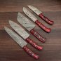 Handmade Damascus Chef set Of 5pcs With Leather,Damascus Knife Set,Damascus Chef Knife,Full Kitchen