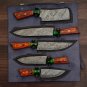 Handmade Damascus Chef set Of 5pcs With Leather Cover,Kichten Knife,Damascus Knife Set,Kitchen set