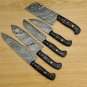 Handmade Damascus Chef set  5pcs With Leather,Damascus Knife Set,Damascus Chef Knife, Kitchen Knife