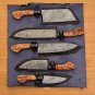 Custom Handmade Damascus Chef set Of 5pcs With Leather Cover,Kitchen Knife, Damascus Knife Set