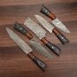 Handmade Damascus Chef set Of 5pcs With Leather,Damascus Knife Set,Damascus Chef Knife