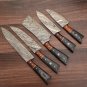 Handmade Damascus Chef set Of 5pcs With Leather,Damascus Knife Set,Damascus Chef Knife